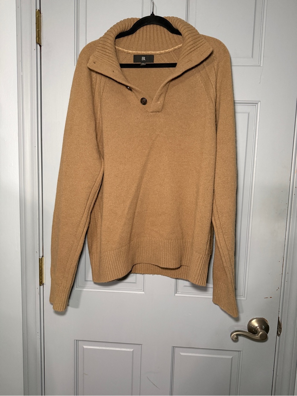 Banana Republic Camel Button-Down Shawl-Collar Sweater
